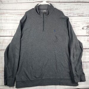 Polo Ralph Lauren Quarter Zip Pullover Mens XXL Gray Blue Pony Classic Knit